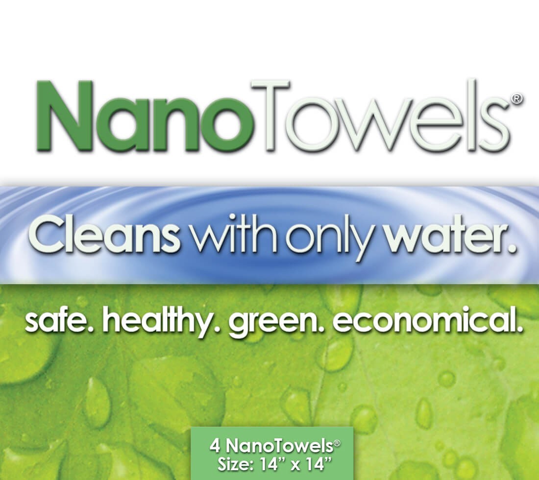 4 Nano Towels New Fabric Technology Cleans with Only Water Safe Economical GREEN 