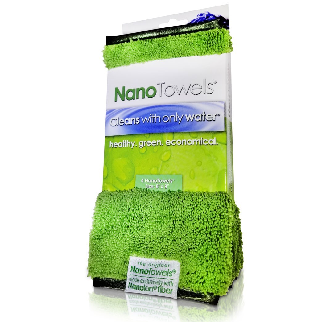 NEW 4 Genuine Nano Towels Best Fabric Technology Cleans Safe Economical GREEN 