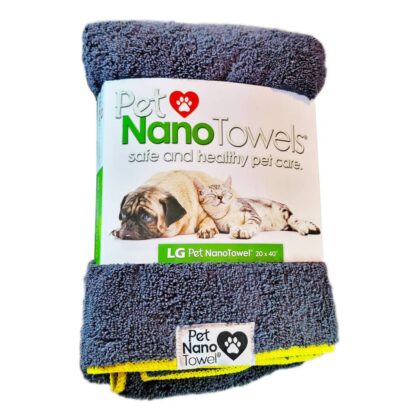 Pet Nano Towel – 20″ x 40″ Dark Grey w/Yellow Trim