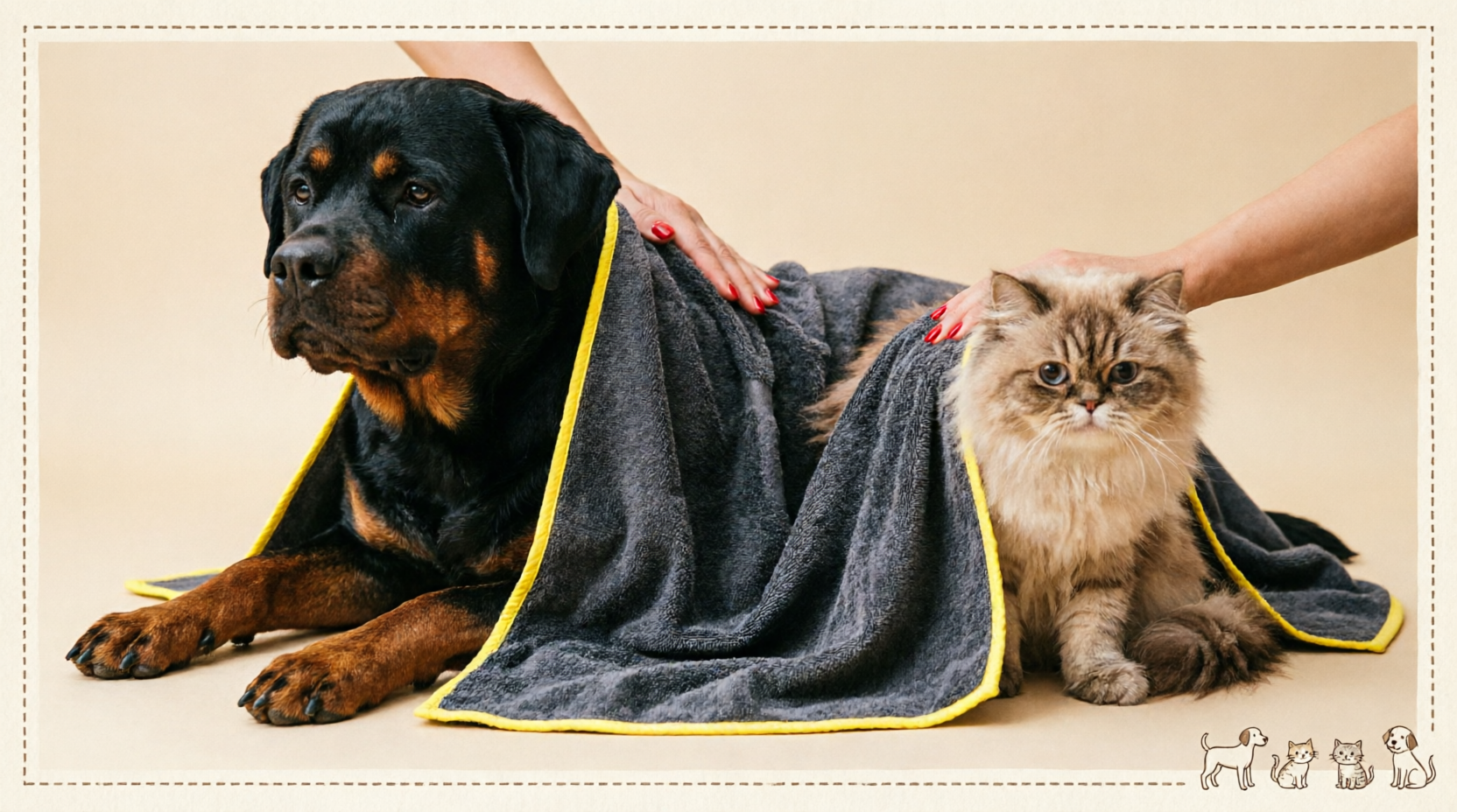 Pet Nano Towel - 20" x 40" Dark Grey w/Yellow Trim - Image 8