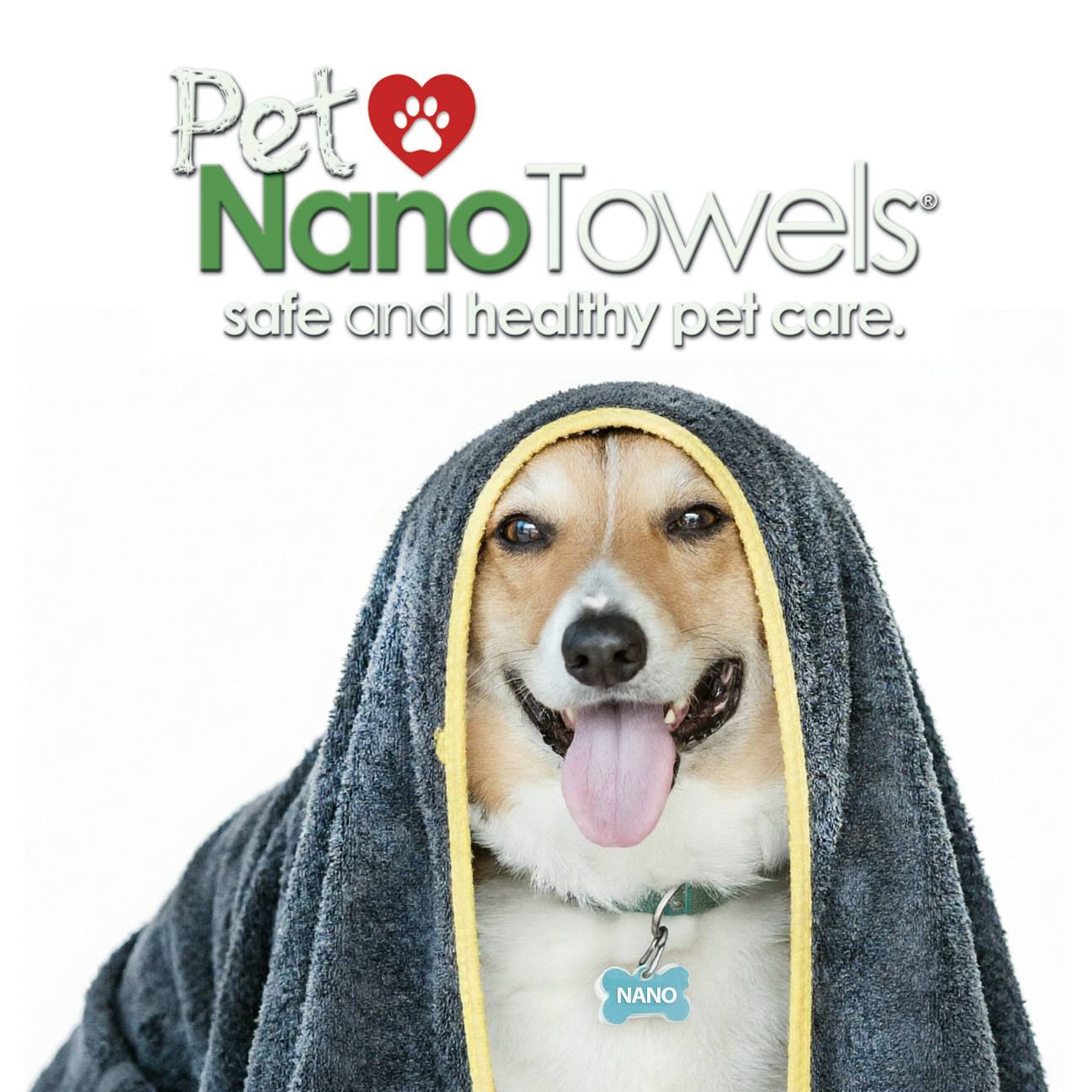 Pet Nano Towel - 20" x 40" Dark Grey w/Yellow Trim - Image 3