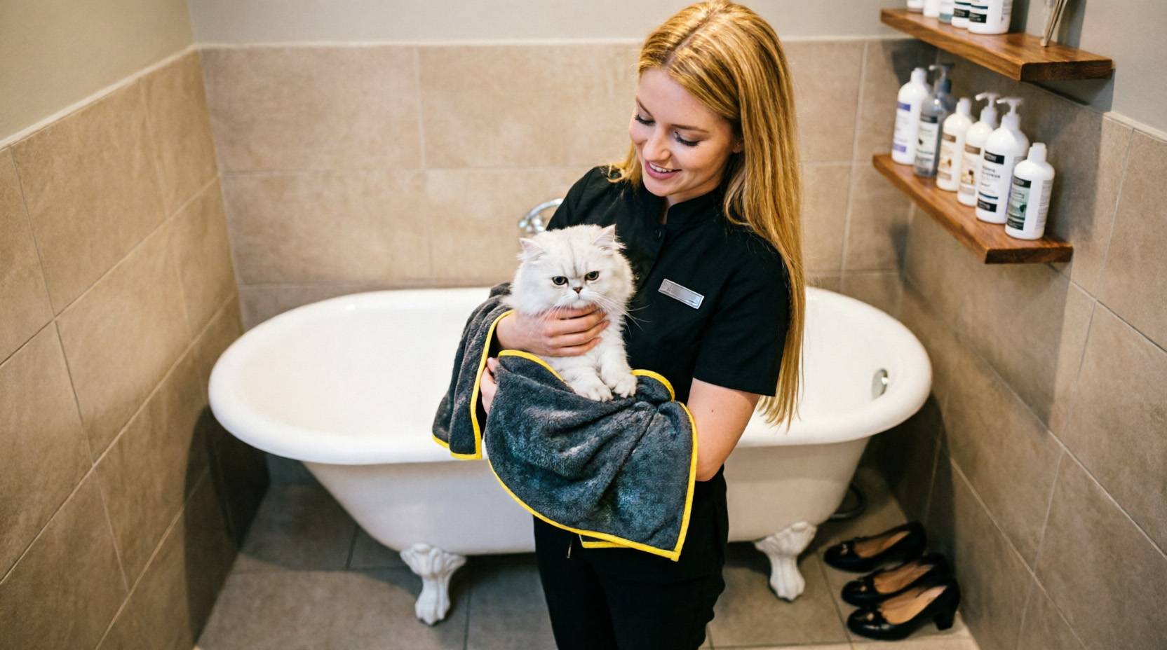 Pet Nano Towel - 20" x 40" Dark Grey w/Yellow Trim - Image 7